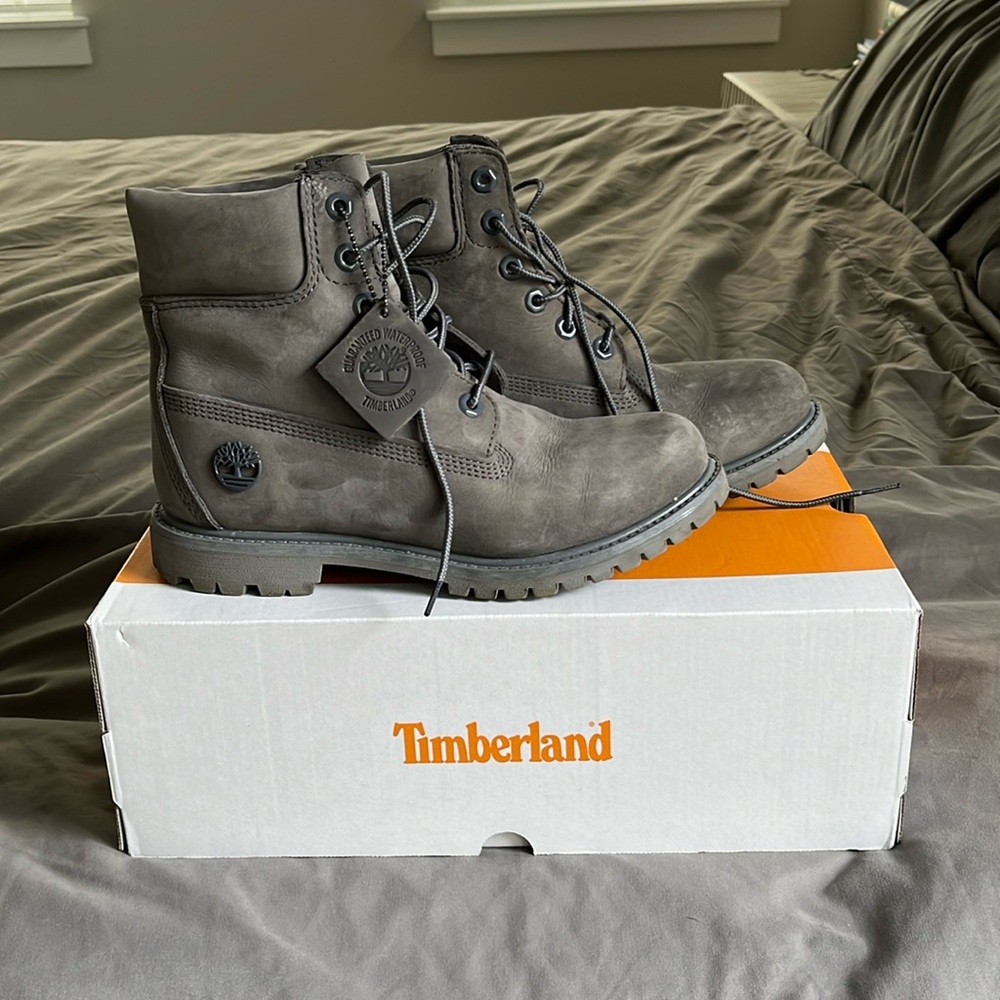 Women's Timberland Premium 6-Inch Waterproof Boot in Grey, size 8